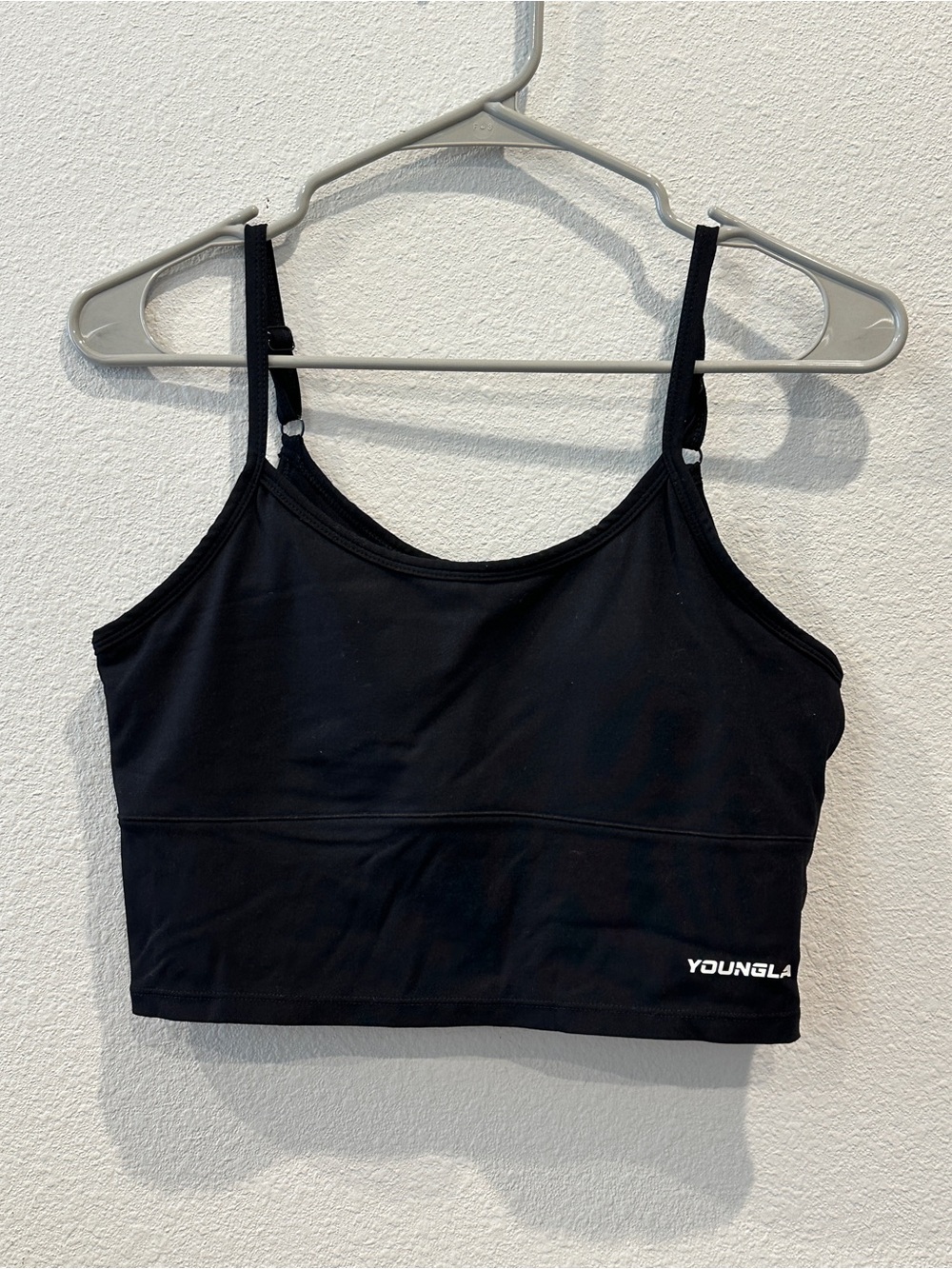 YoungLA Black Slim-Strap Crop Sports Bra